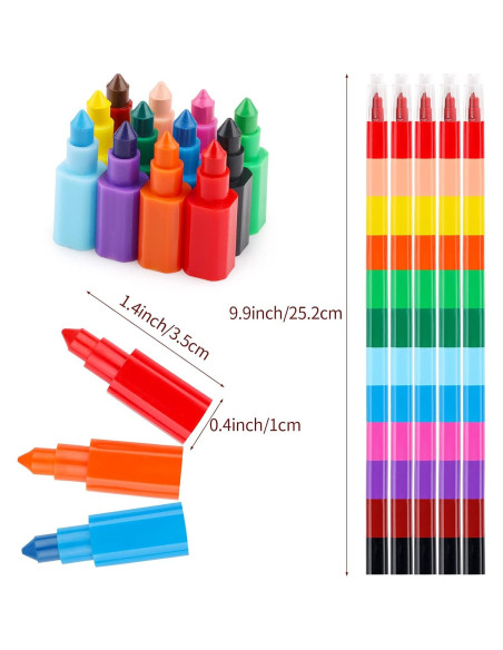 Crayones Apilables Hxezoc 20 Piezas Multicolor para Niños Crayones Apilables Hxezoc 20 Piezas Multicolor para Niños