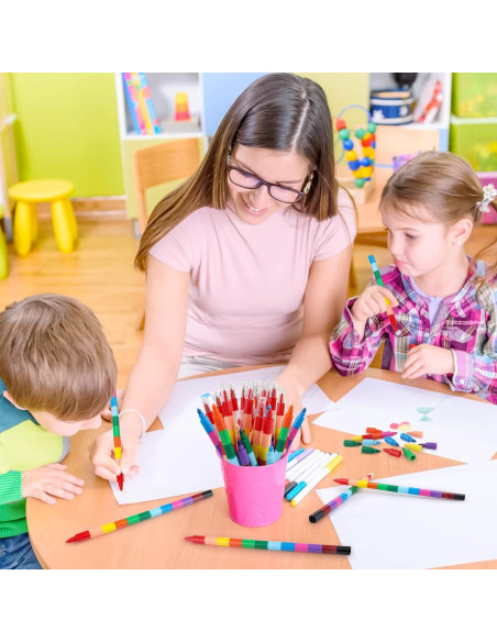 Crayones Apilables Hxezoc 20 Piezas Multicolor para Niños Crayones Apilables Hxezoc 20 Piezas Multicolor para Niños
