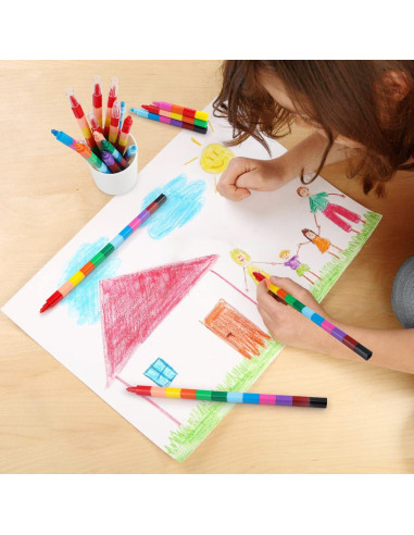 Crayones Apilables Hxezoc 20 Piezas Multicolor para Niños