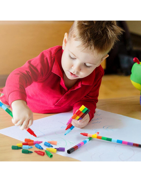 Crayones Apilables Hxezoc 20 Piezas Multicolor para Niños Crayones Apilables Hxezoc 20 Piezas Multicolor para Niños