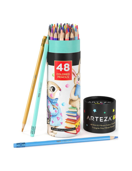 Set de 48 Lápices de Colores Borrables Arteza Kids Triangulares Set de 48 Lápices de Colores Borrables Arteza Kids Triangulares