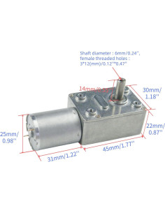 Motor de Engranaje de Gusano CHANCS 370WG 12V CC 0.6RPM 2