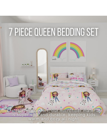 Juego de Cama Gabby's Dollhouse Franco 7 Piezas Queen Juego de Cama Gabby's Dollhouse Franco 7 Piezas Queen