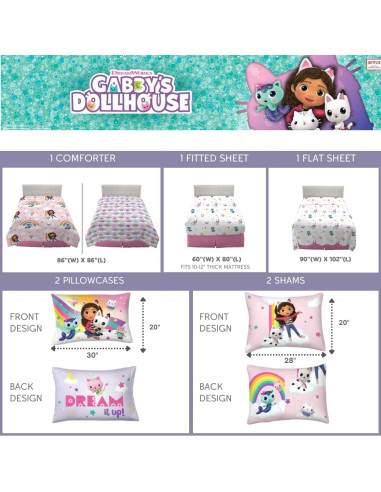 Juego de Cama Gabby's Dollhouse Franco 7 Piezas Queen