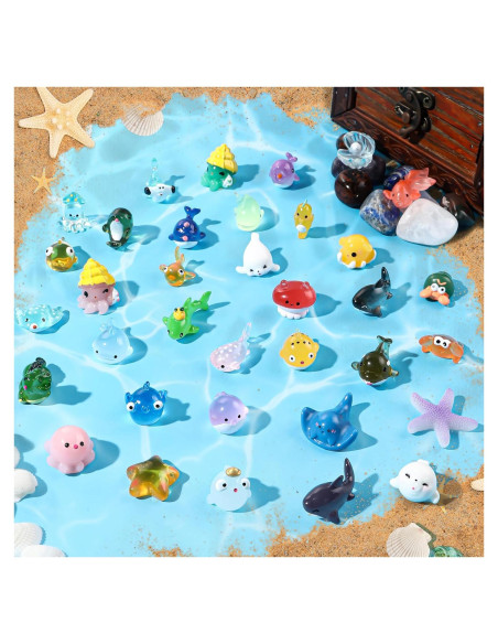 36 Mini Animales Marinos de Resina DIY Decoración Acuario 36 Mini Animales Marinos de Resina DIY Decoración Acuario