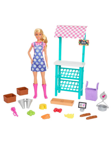Juego de Mercado de Agricultores Barbie 29 cm con Accesorios