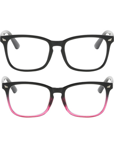 Gafas bloqueadoras de luz azul OWL, 2 unidades unisex, marco cuadrado