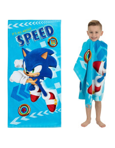 Toalla de Playa Franco Kids Sonic 147x71 cm Suave Algodón