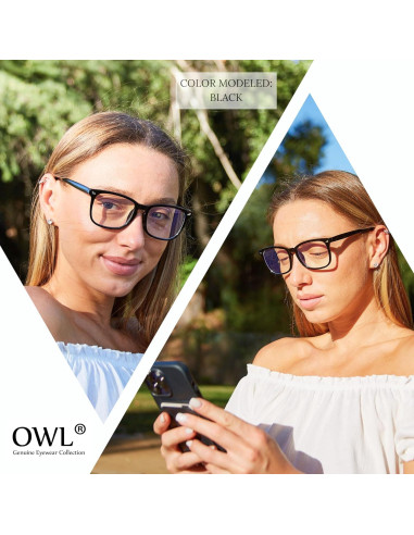 Gafas bloqueadoras de luz azul OWL, 2 unidades unisex, marco cuadrado