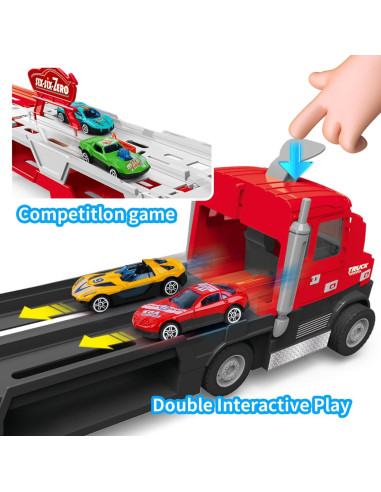 Camión Transportador DWI Dowellin con Pista 140CM y 6 Coches