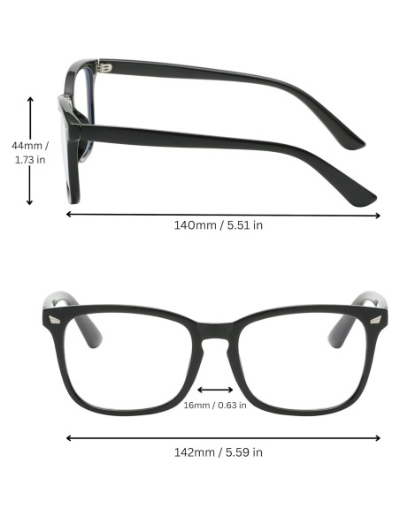 Gafas bloqueadoras de luz azul OWL, 2 unidades unisex, marco cuadrado Gafas bloqueadoras de luz azul OWL, 2 unidades unisex, marco cuadrado