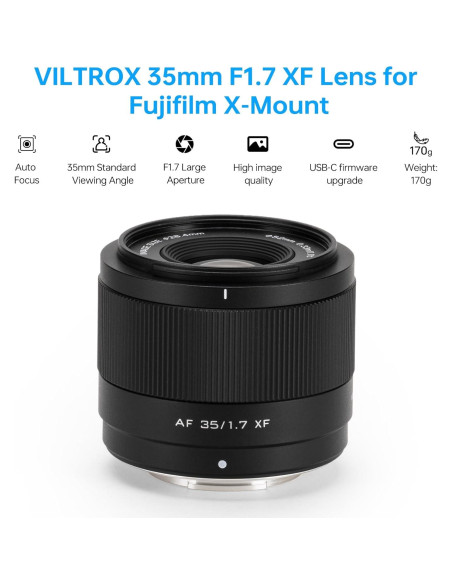 Lente VILTROX 35mm F1.7 XF para Fujifilm X - Enfoque Automático Lente VILTROX 35mm F1.7 XF para Fujifilm X - Enfoque Automático