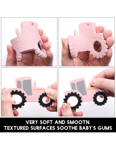 Mordedor de Silicona AmazingM Tractor Rosa para Bebés