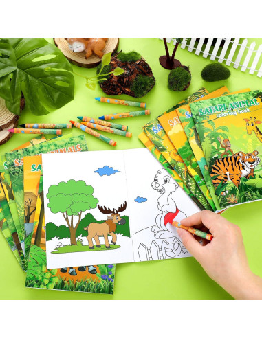 Fulmoon 72 Libros para Colorear Animales + 72 Crayones
