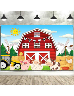 Banner de Fondo de Granja Ptrxobj 180x110 cm Rojo 2