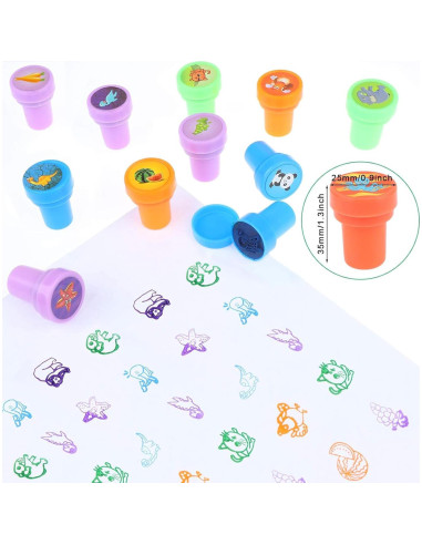 50 Sellos Variados para Niños - Dinosaurios y Animales