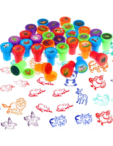 50 Sellos Variados para Niños - Dinosaurios y Animales