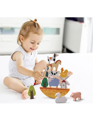 Juego de Figuras de Animales de Granja de Madera Yiwu 15 cm