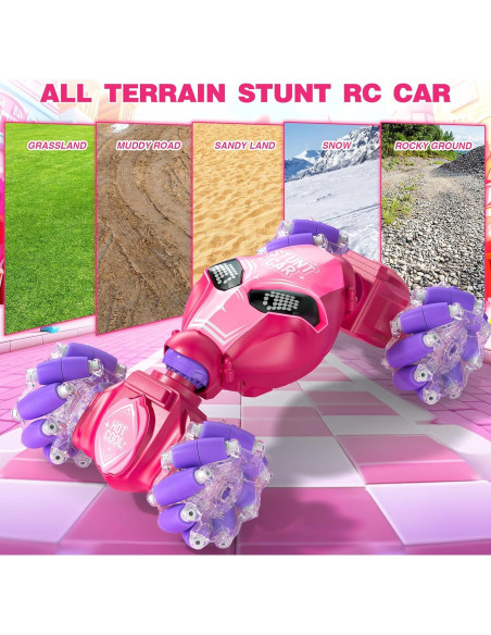 Coche Acrobático Control Remoto Rosa 4WD 2.4GHz para Niñas Coche Acrobático Control Remoto Rosa 4WD 2.4GHz para Niñas