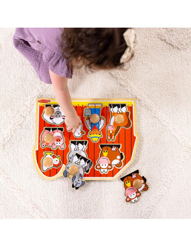 Rompecabezas de Madera Jumbo Melissa & Doug 2-Pack Granja y Formas