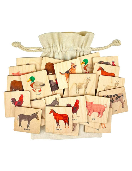 Juego de Memoria de Animales de Granja Montessori 24 Piezas Juego de Memoria de Animales de Granja Montessori 24 Piezas