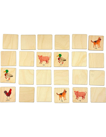 Juego de Memoria de Animales de Granja Montessori 24 Piezas Juego de Memoria de Animales de Granja Montessori 24 Piezas