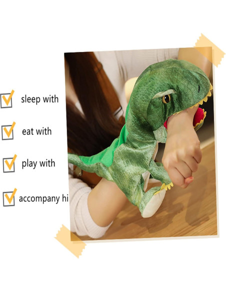 Títere de Mano de Peluche Dinosaurio Verde Corazón Pequeño 25cm Títere de Mano de Peluche Dinosaurio Verde Corazón Pequeño 25cm