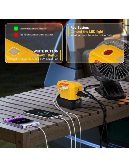 Inversor de Potencia 200W DeWalt 20V con USB y LED Inversor de Potencia 200W DeWalt 20V con USB y LED