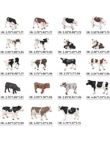 Set de Figuras de Vaca Realistas 19PCS LC JoyCre