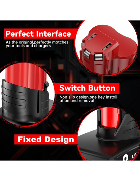 Paquete de 2 Baterías de 8000mAh 12V para Milwaukee M12 Paquete de 2 Baterías de 8000mAh 12V para Milwaukee M12