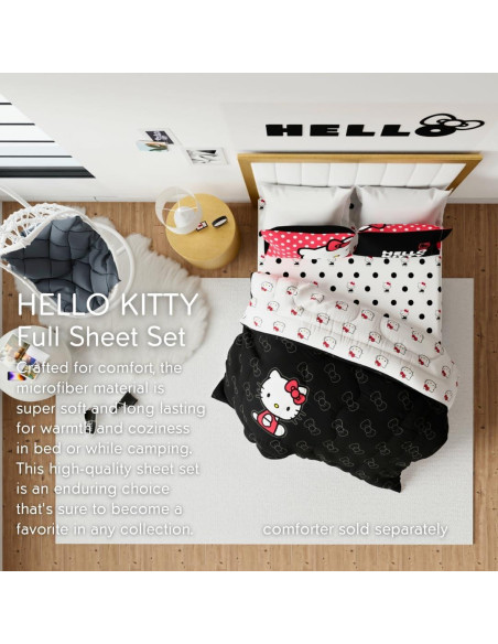 Juego de Sábanas Hello Kitty Franco 4 Piezas Microfibra Juego de Sábanas Hello Kitty Franco 4 Piezas Microfibra