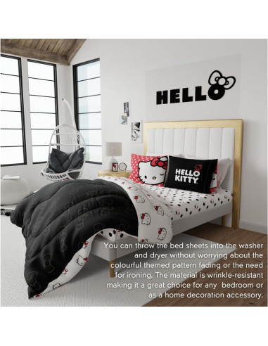 Juego de Sábanas Hello Kitty Franco 4 Piezas Microfibra