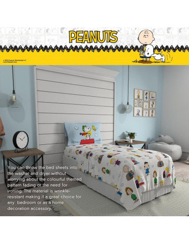 Juego de Sábanas Peanuts Snoopy 3 Piezas Microfibra Individual