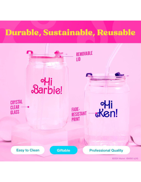 Vasos de Vidrio Dragon Glassware Barbie 16 oz Set de 2 Vasos de Vidrio Dragon Glassware Barbie 16 oz Set de 2