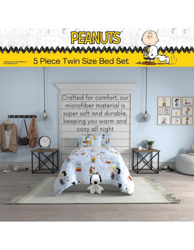 Juego de Cama Peanuts Franco 5 Piezas Microfibra Twin