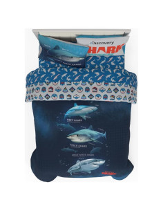 Conjunto de Cama Franco Shark Week 5 Piezas Doble Azul
