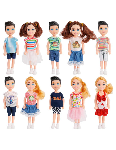 Conjunto de 10 Muñecas Mini ONEST 12,7 cm con Ropa y Accesorios Conjunto de 10 Muñecas Mini ONEST 12,7 cm con Ropa y Accesorios