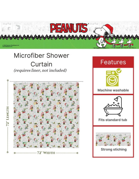 Cortina de Ducha Peanuts Franco 182x182 cm Navidad Cortina de Ducha Peanuts Franco 182x182 cm Navidad