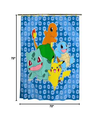 Cortina de Ducha Pokemon Franco 13 Piezas 182x182 cm