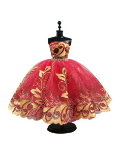 Vestido de Ballet para Muñeca HWKJ Tutu Rojo 3 Capas