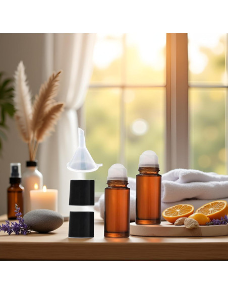 Set 2 Botellas de Rodillo Vidrio Marrón 30ml Qintreesify Set 2 Botellas de Rodillo Vidrio Marrón 30ml Qintreesify