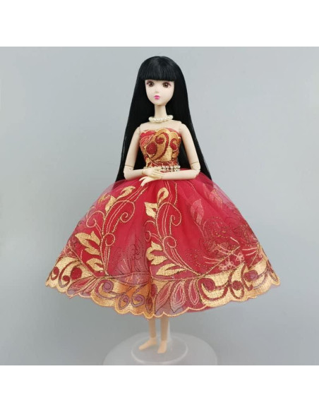 Vestido de Ballet para Muñeca HWKJ Tutu Rojo 3 Capas Vestido de Ballet para Muñeca HWKJ Tutu Rojo 3 Capas