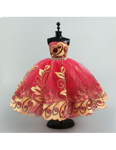 Vestido de Ballet para Muñeca HWKJ Tutu Rojo 3 Capas