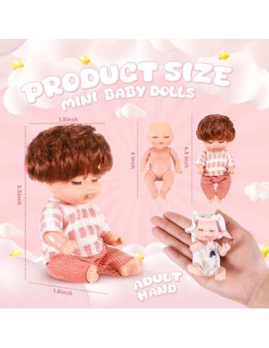 Hanaive 10 Pcs Muñecas Bebé Realistas 11 cm con Ropa