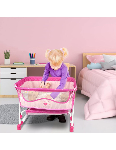 Cama de Muñeca ANIVIA DP601 Rosa 2 en 1 Cuna y Columpio Cama de Muñeca ANIVIA DP601 Rosa 2 en 1 Cuna y Columpio