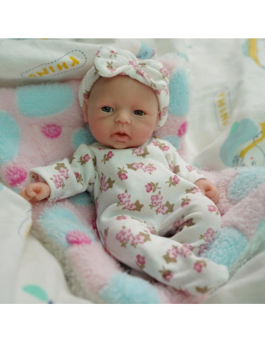 Muñeca Reborn Mini 17.78 cm Niña Silicona Realista