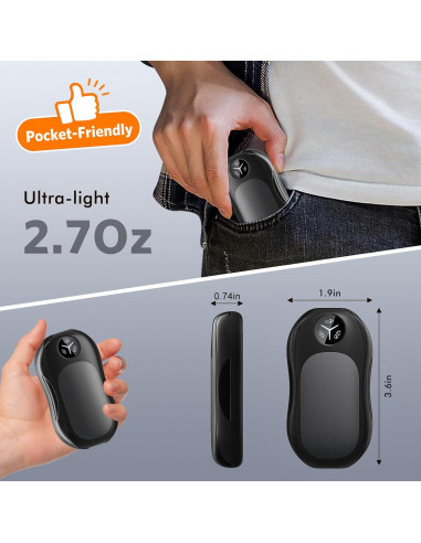 Calentadores de Manos Eléctricos WHATOOK 6000mAh 2 Piezas USB