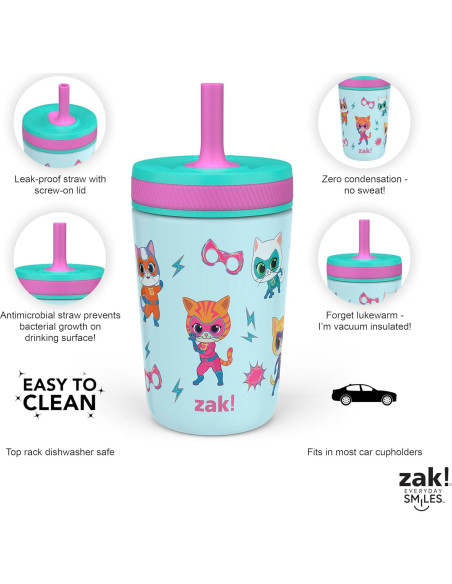 Vaso SuperKitties Zak Designs 12 oz Aislado y a Prueba de Fugas Vaso SuperKitties Zak Designs 12 oz Aislado y a Prueba de Fugas