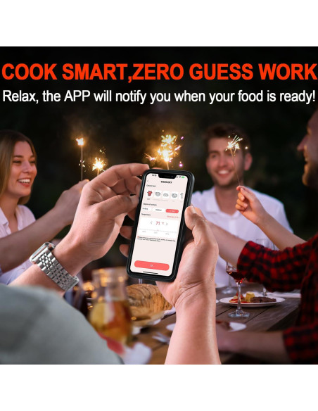 Termómetro de Carne Inalámbrico WANDiORY Bluetooth IPX8 Termómetro de Carne Inalámbrico WANDiORY Bluetooth IPX8