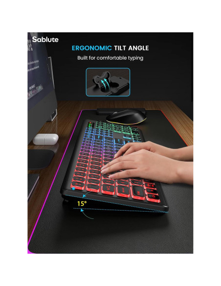 Combo Teclado y Ratón Inalámbricos SABLUTE Retroiluminados Combo Teclado y Ratón Inalámbricos SABLUTE Retroiluminados